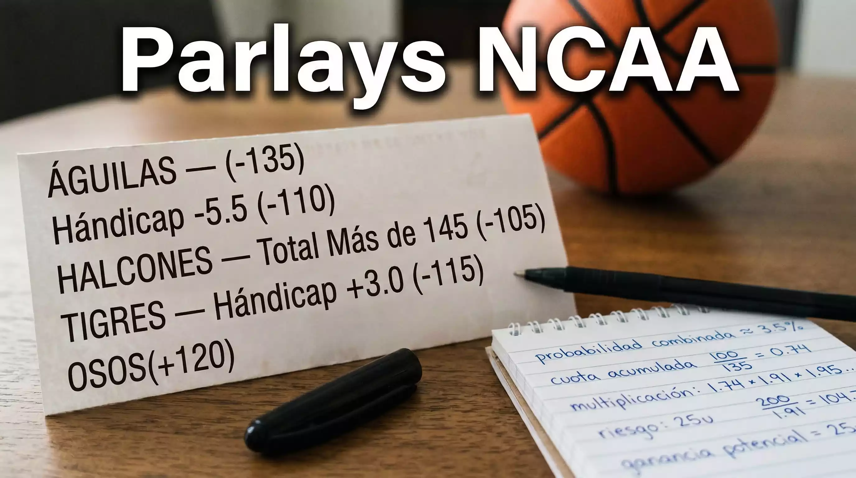 Boleto de apuestas múltiples con varios partidos de baloncesto universitario NCAA